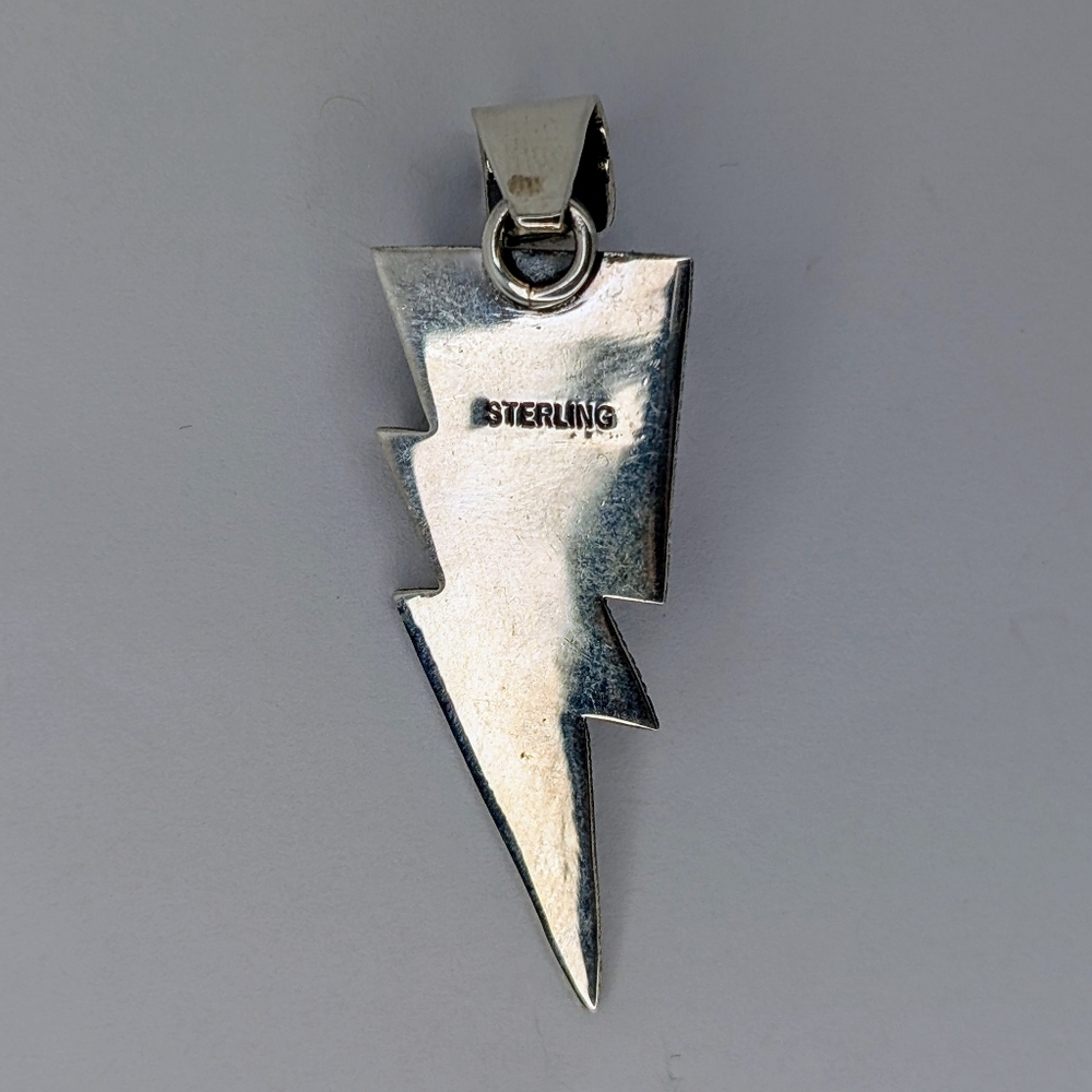 Pink Conch S925 Sterling Silver Lightning Bolt Pendant Southwest - Picture 4 of 4